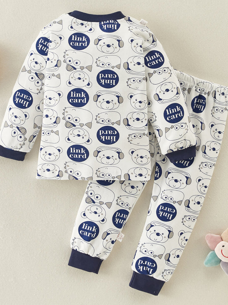 Toddler Boy Cartoon Letter Print Long Sleeve Sweater & Pants.
