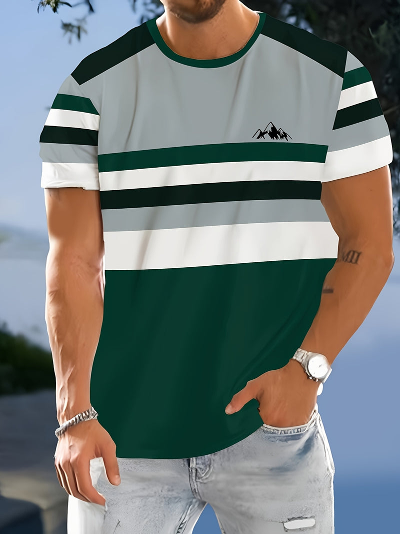 3pcs Men's Stylish Round Neck Short-Sleeve T-Shirts.