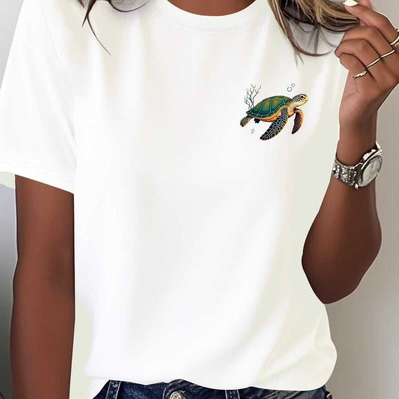 Women's Comfort Fit Seaweed Vibrant Sea Turtle Swimming T-Shirt.