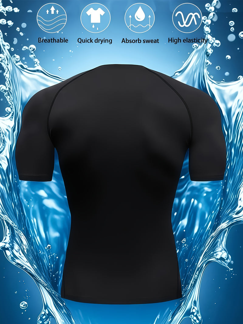 Men's Snake Head Print Two-Piece Set: Short Sleeve Top+Shorts.