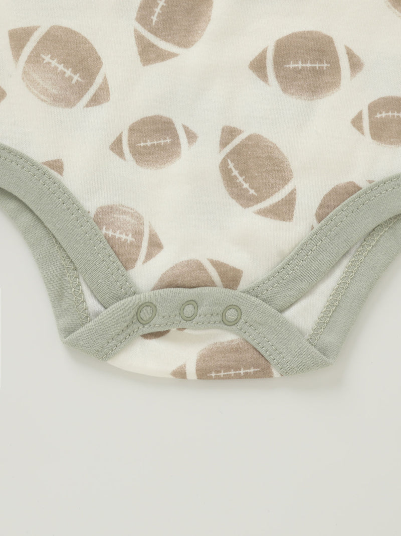 A Set of 6 Newborn Baby Bodysuits Featuring Little Bear Embroidery.