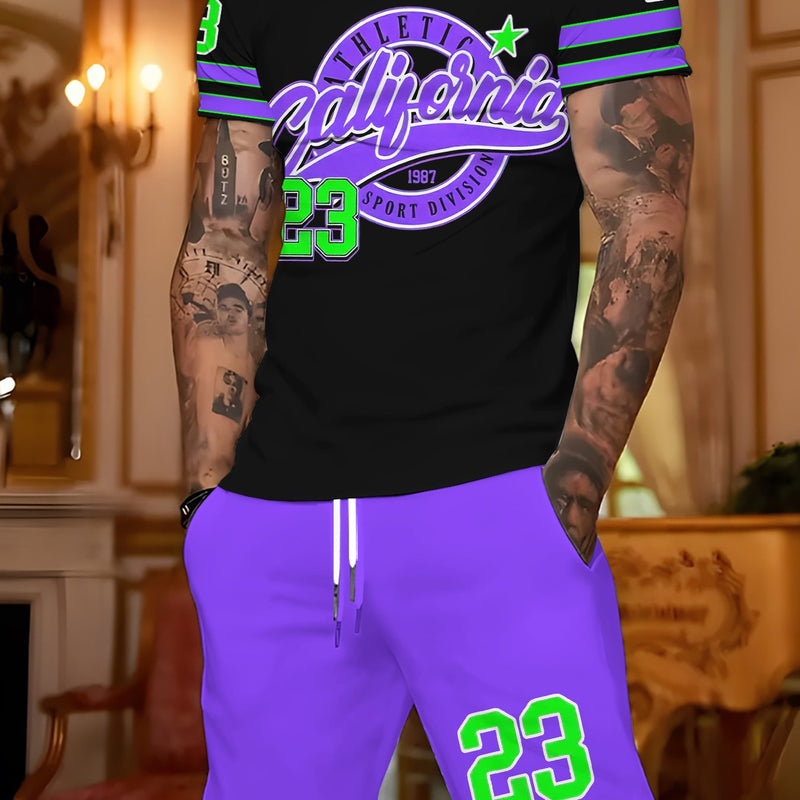 Casual Shorts Men's Trendy 2pcs Set.