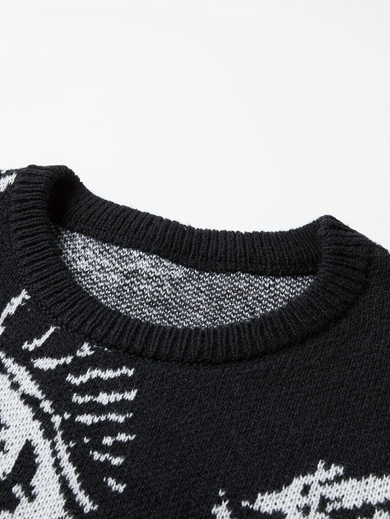 Men’s Round Neck Street Style Pullover with Contrasting Colors.