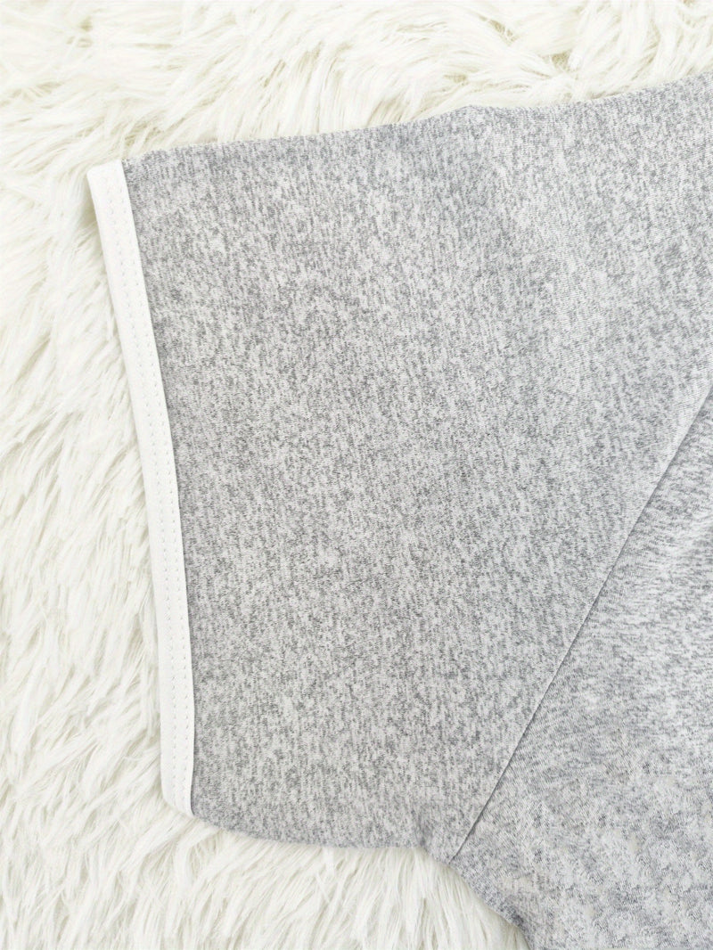 Women's Set PARIS Letter Print White Banded Crew Neck Short Sleeve T-Shirt.