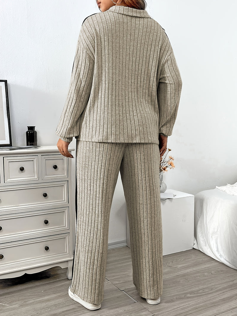 Elegant Polyester Knit Pantsuit for Women.
