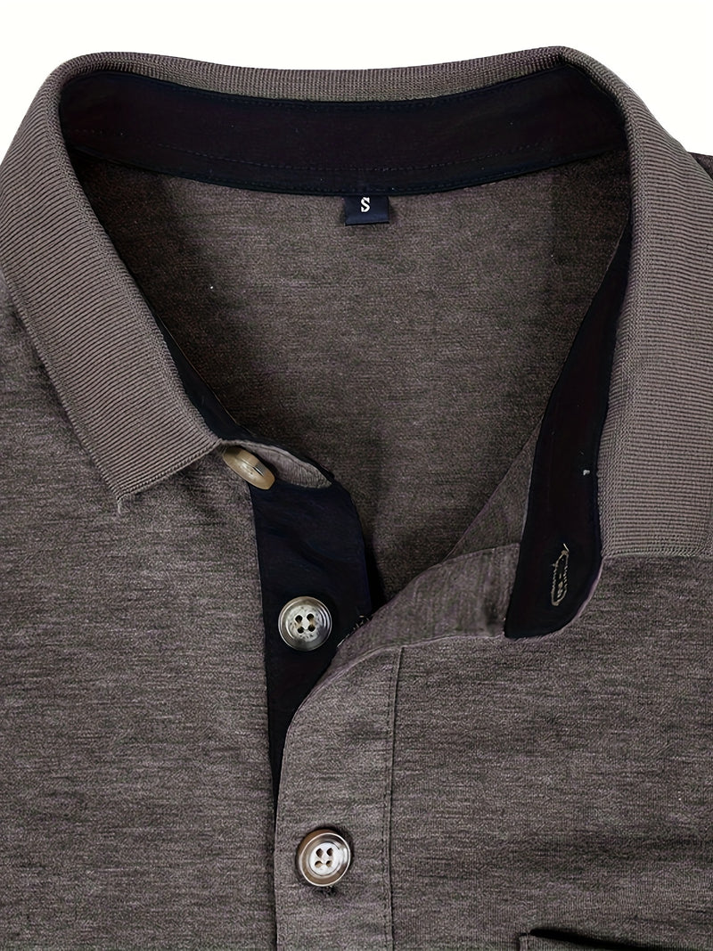 Men's Plaid Collar Pocket T-shirt.