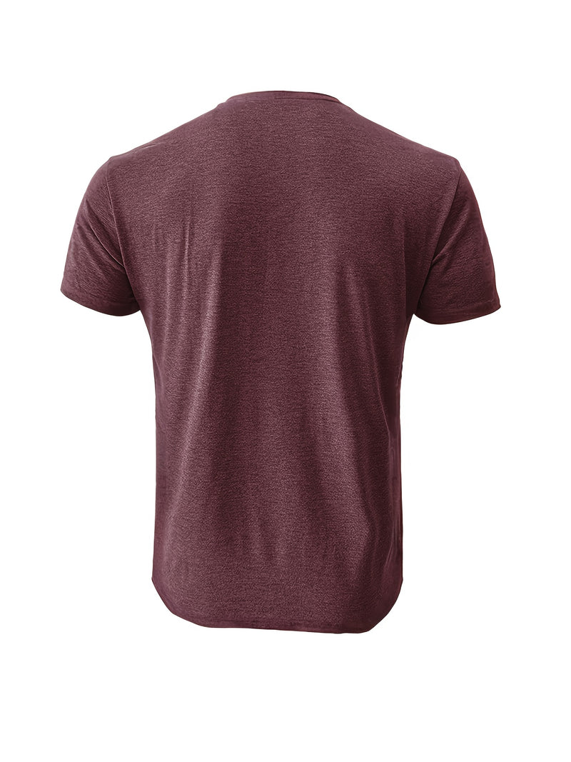 Men's Henley Round Neck Short Sleeve T-Shirt.