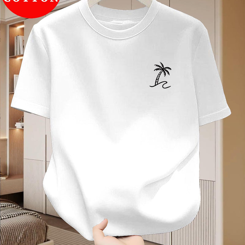 Men's Cotton T-Shirt, Summer Crew Neck Tee.