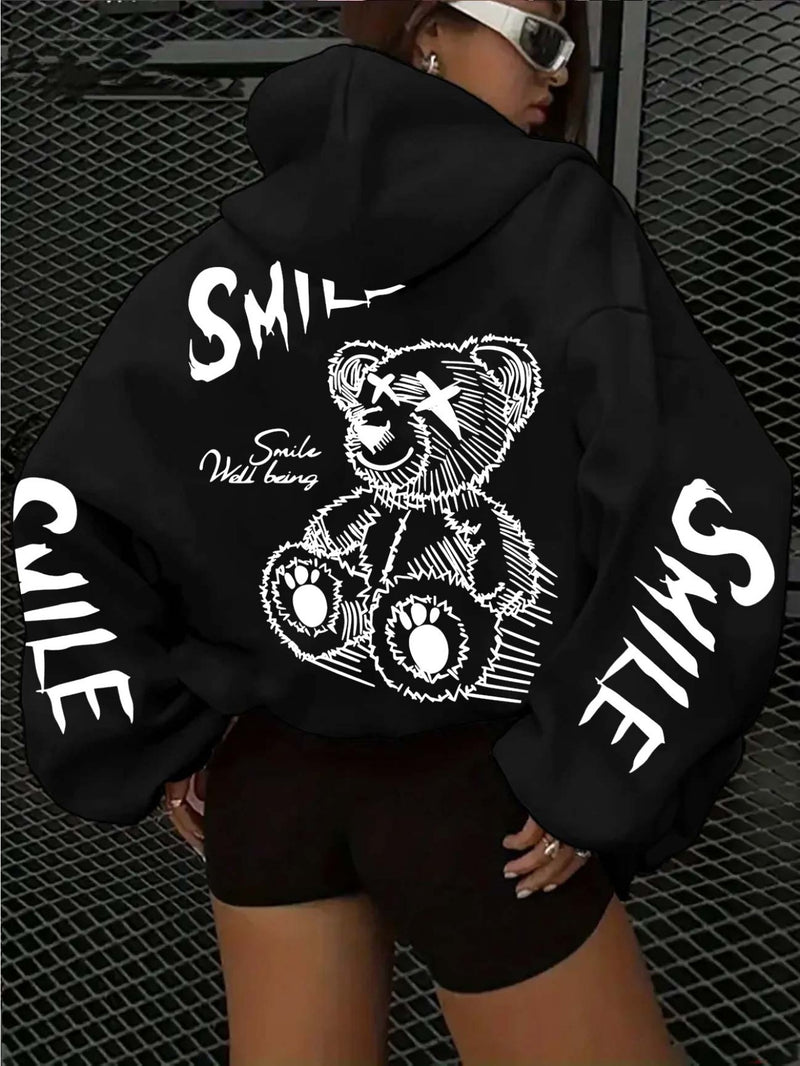 Women's clothing cartoon streetwear graphic print hoodie.