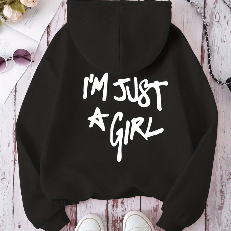 Women'S Oversized "I'M JUST A " Graphic Hooded Sweatshirt.