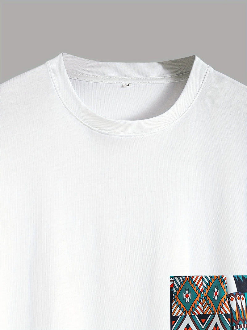 Men’s Short Sleeve T-Shirt with Random Print Pocket.