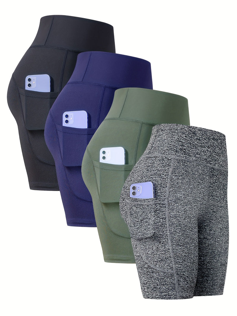 4-Pack Women’s Athletic Shorts, Fashion Yoga Shorts.