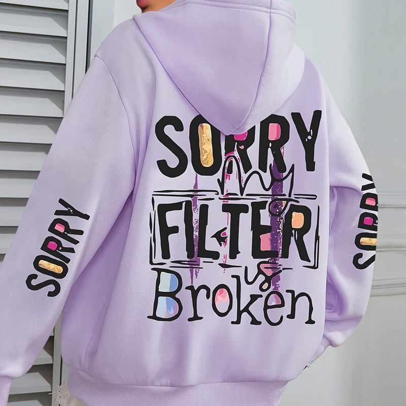Women’s Sorry Slogan Print Hoodie.