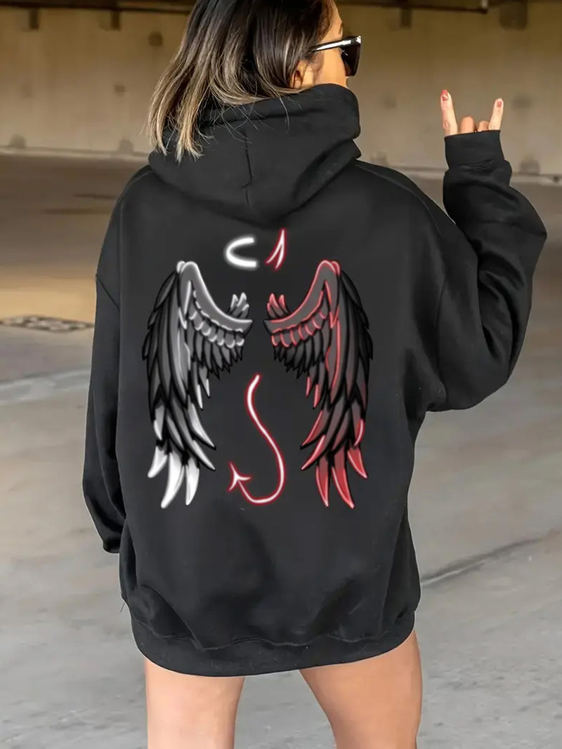 Women's Casual Hooded Sweatshirt with Drawstrings And Long Sleeves.