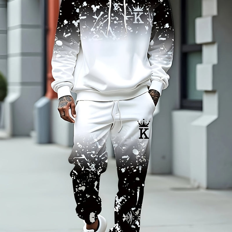 Men's Casual Sportswear Set - Fashionable American Letter.