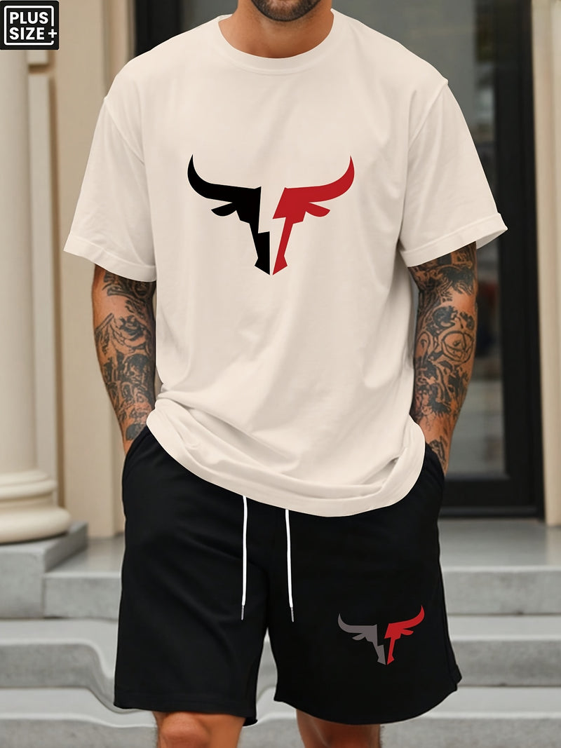 Men's Plus Size Summer Casual Short Sleeve T-Shirt.