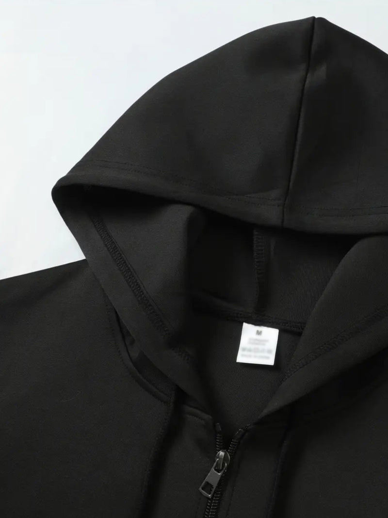 Men's Spanish Flag & Spain Lettering Print Hooded Jacket.