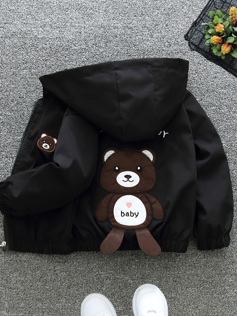 Boys Autumn Bear Jacket Lightweight Spring/Fall Outfit Stylish Hoodie Casual.