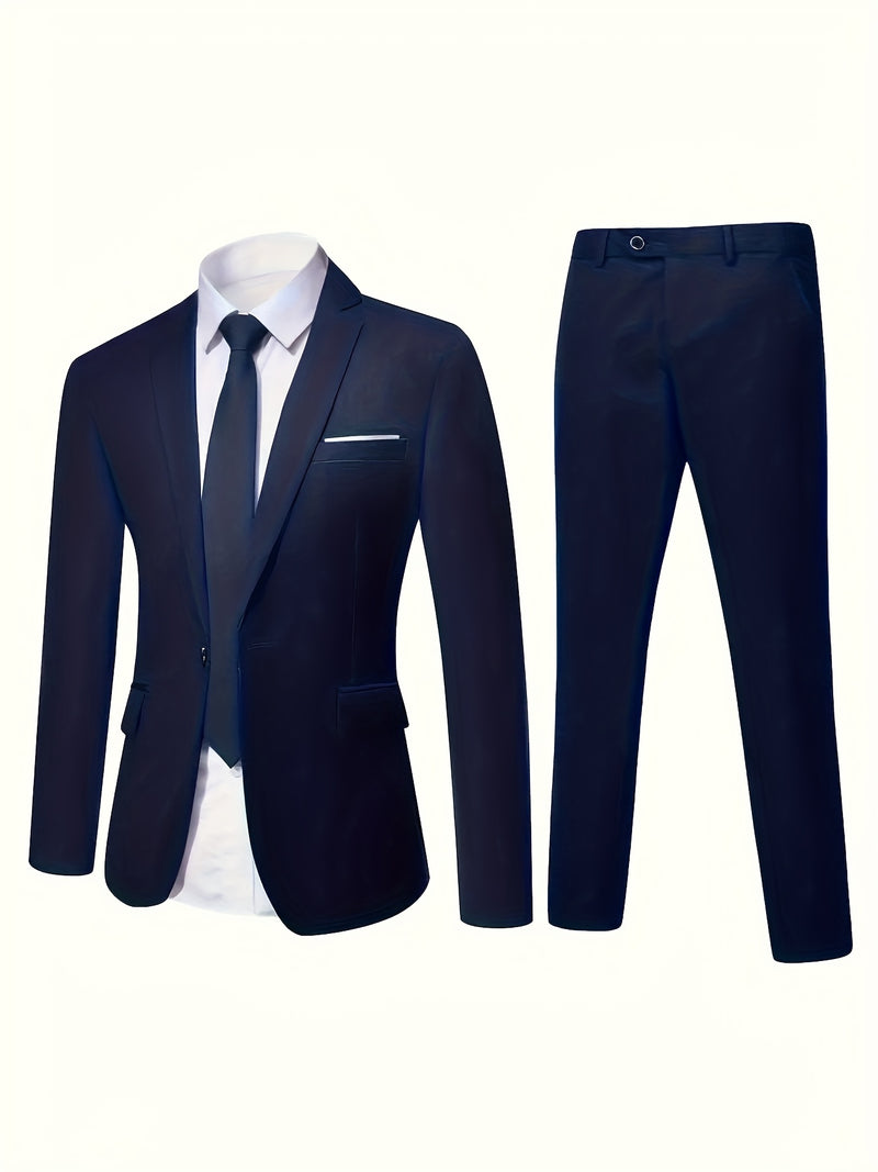 Men's 2pcs Suit, Including a Blazer And Trousers.