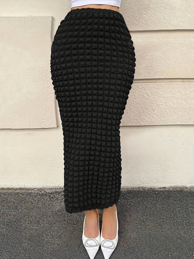 Bubble Grid Design Half-Length Skirt.