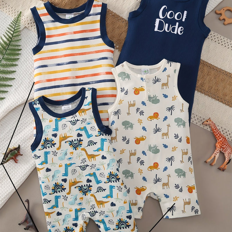 A Summer Comfortable Four-Piece Set Featuring Sleeveless Designs.