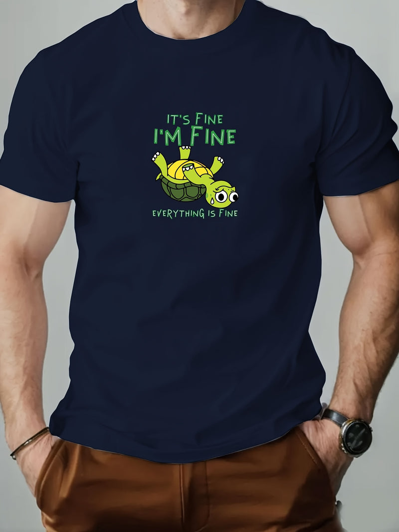 Men's "IT's FINE I'M FINE" Graphic Summer Casual Crew Neck.