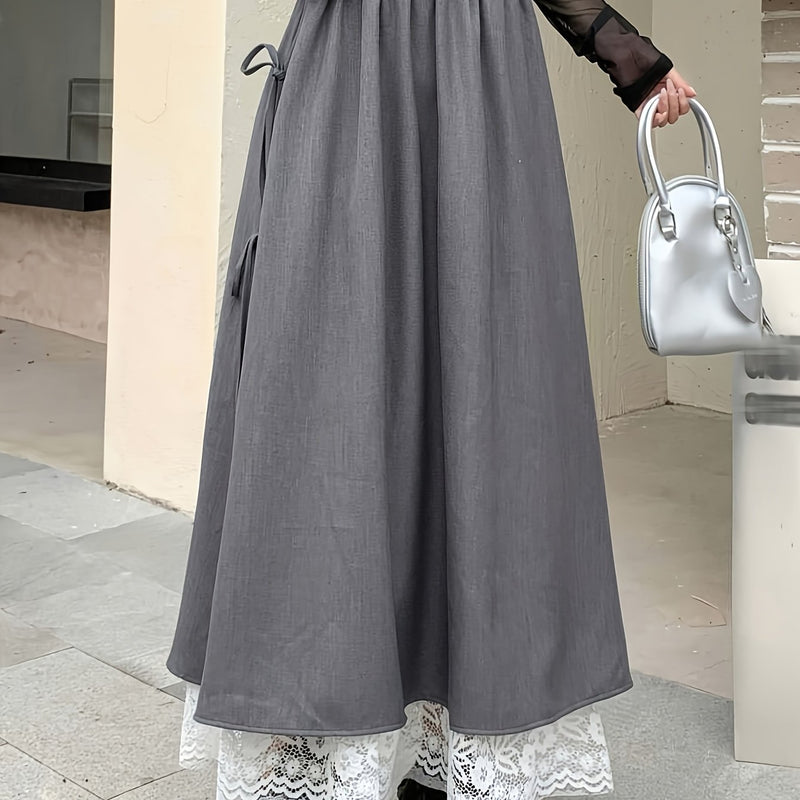 Women's Elegant High-Waisted Long Flared Skirt.
