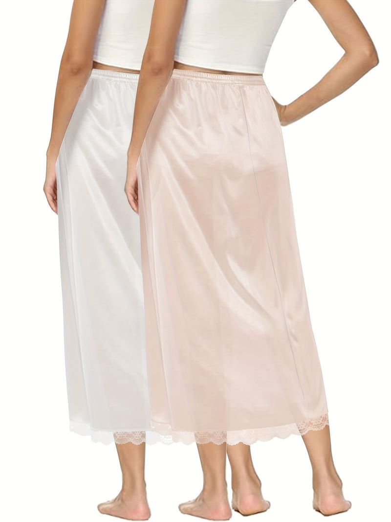 Women's Two-Piece Set Featuring an Exquisite Lace-Trimmed Skirt.