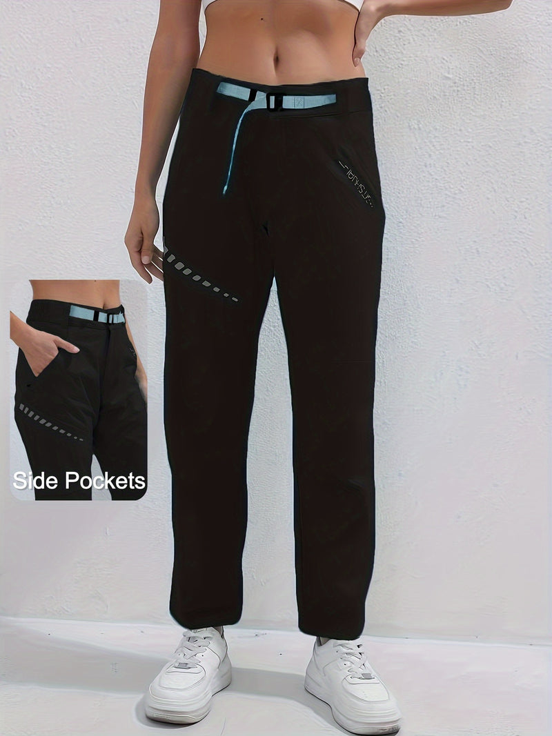 Women's Sports Long Pants, Stretchy Fitted Design with Adjustable Elastic.
