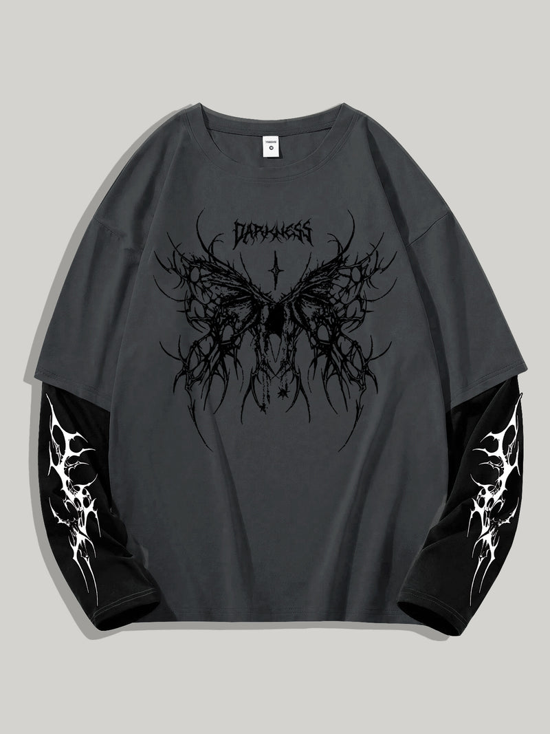 Men's High Street Hip-Hop Dark Style Print T-Shirt.