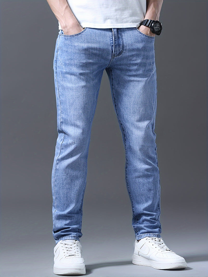 Men's Slim-Fit Stretch Jeans - Stretch Denim Pants with Button Closure.