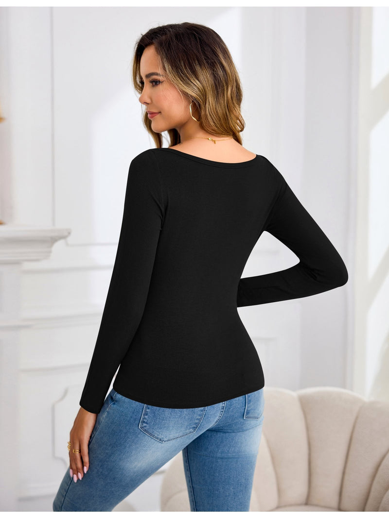 2 Packs Women's Elegant Long Sleeve Cotton Tops.