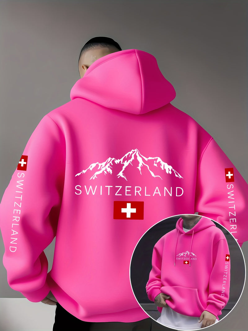 Men'S & Women'S Swiss Flag & Matterhorn Mountain Graphic Hooded Sweatshirt.