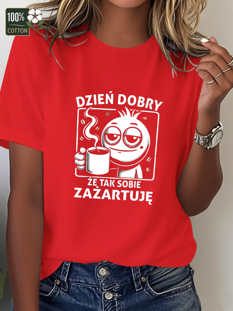 Women's T-Shirt Made of Pure in a Fun Polish Design.