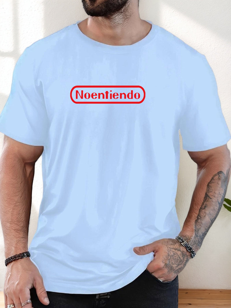 Men's Spanish "No Entiendo" Print Solid Color Casual T-Shirt.