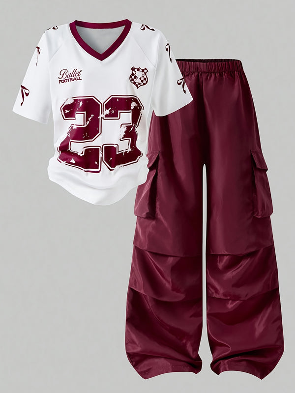 Women’s Fashion Casual T-Shirt and Pants Set.