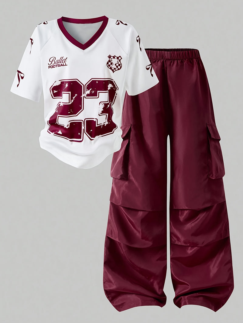 Women’s Fashion Casual T-Shirt and Pants Set.