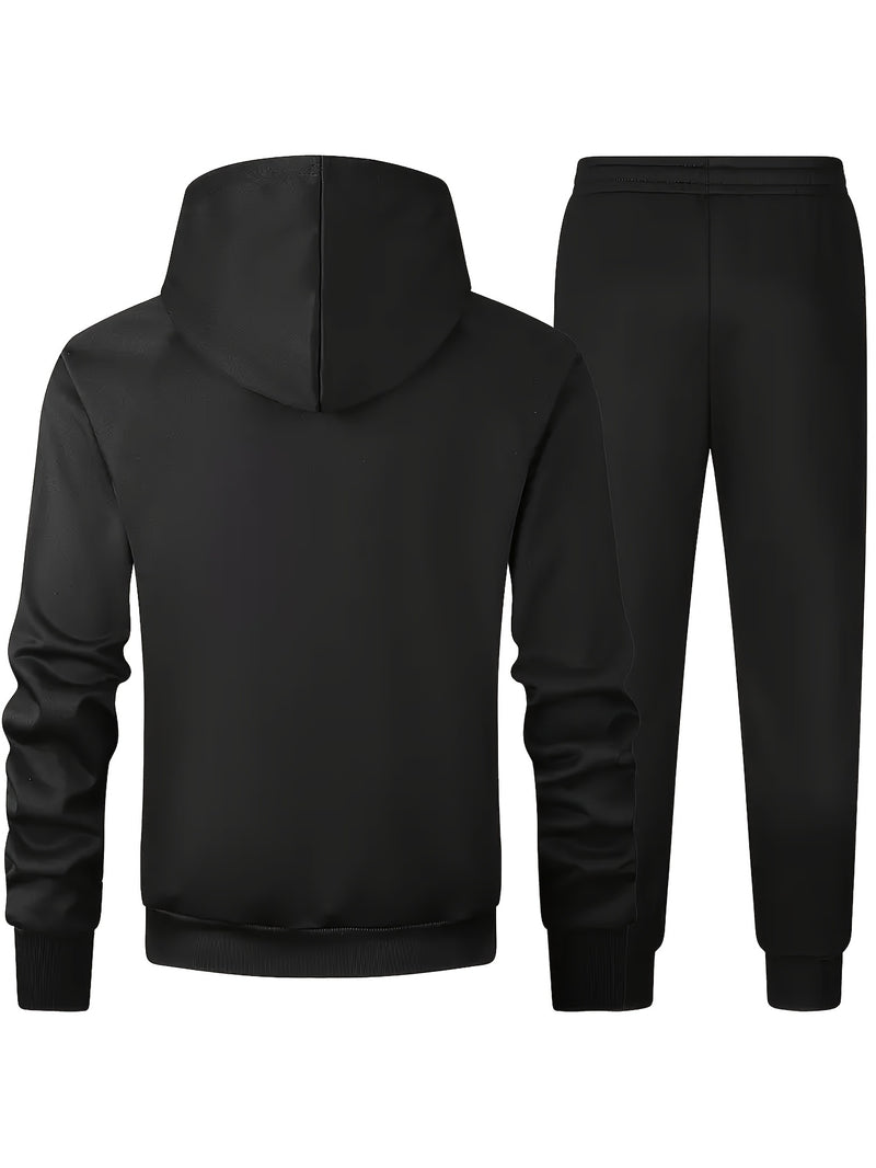 Hooded Zip-Up Jacket Set with NY Letter Prints on The Front And Back.