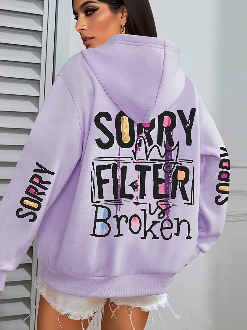 Women’s Sorry Slogan Print Hoodie.