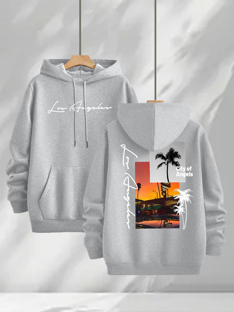 3pcs Trendy Print Sweatshirt, Men's Casual Hooded Sweatshirt.