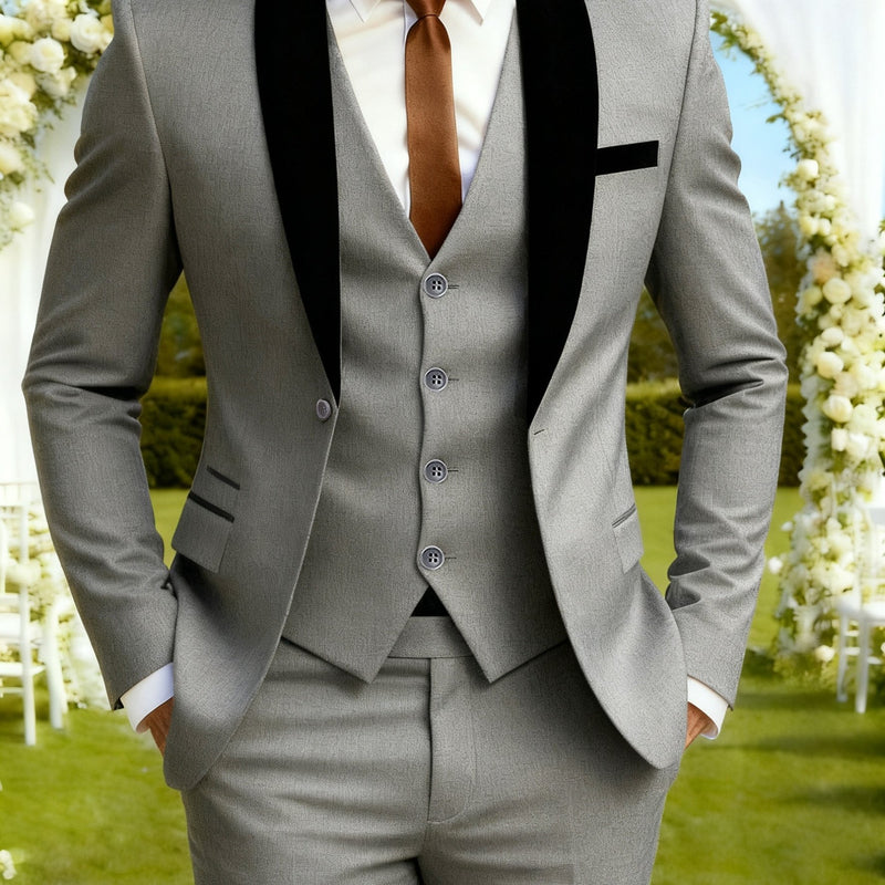 3pcs Men's Suit Set, All-Season Business Wedding Party, Suit Jacket,