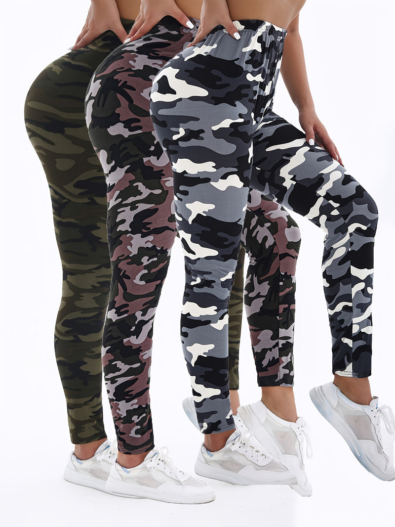 3 Pack Autumn Winter Women's Cropped Leggings Camouflage Series.