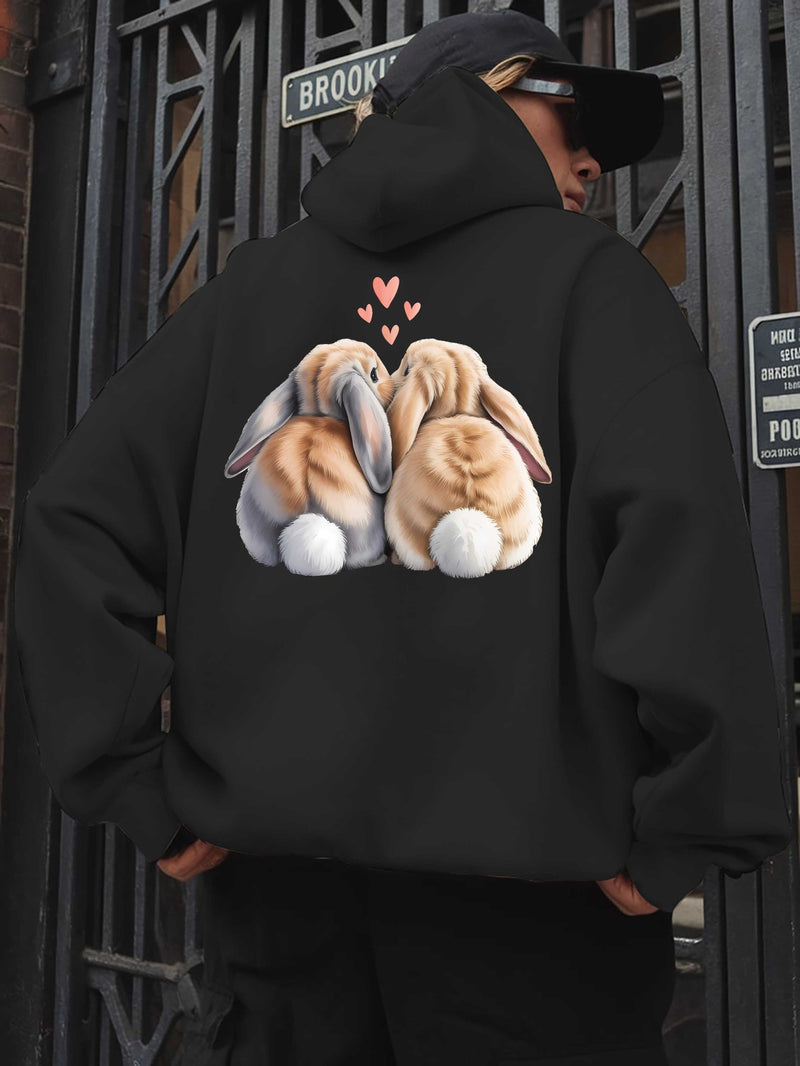 Cute Rabbit Back Women's casual sweatshirt back printed fashionable.