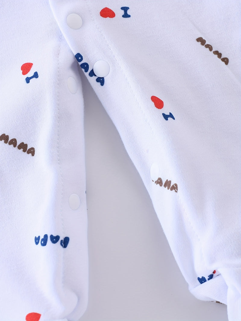 5pcs "I Love Papa and Mama" Embroidered Newborn Baby Clothes Set.