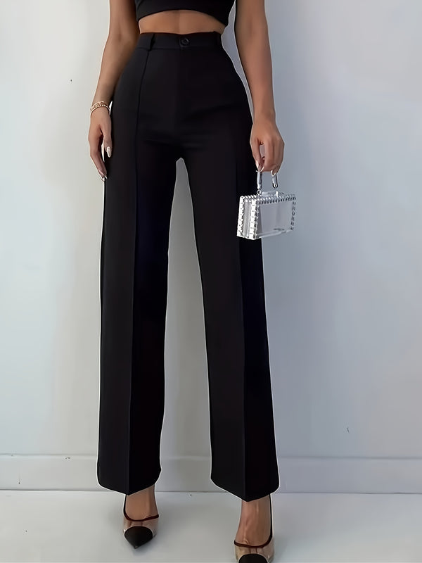 Women's Elegant Black Straight-Leg Trousers.