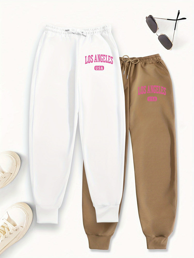 Women's Two-Piece Outfit Featuring Pants with a Letter Print.