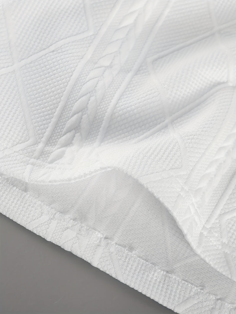 Men's Round Neck Textured Heavyweight Short Sleeve Shirt.