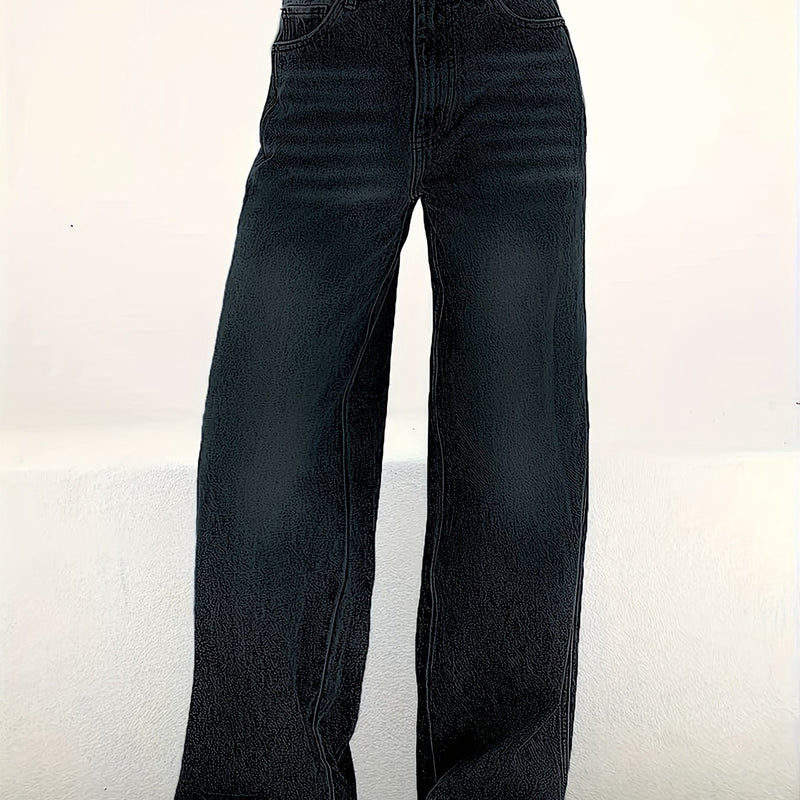 Women's Stretchy Mid-Rise Straight-Leg Jeans.