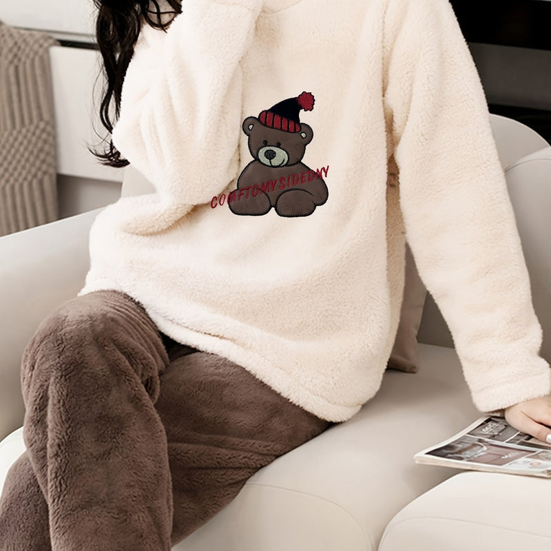 Women's Thick Flannel Pajama Set for Autumn and Winter.