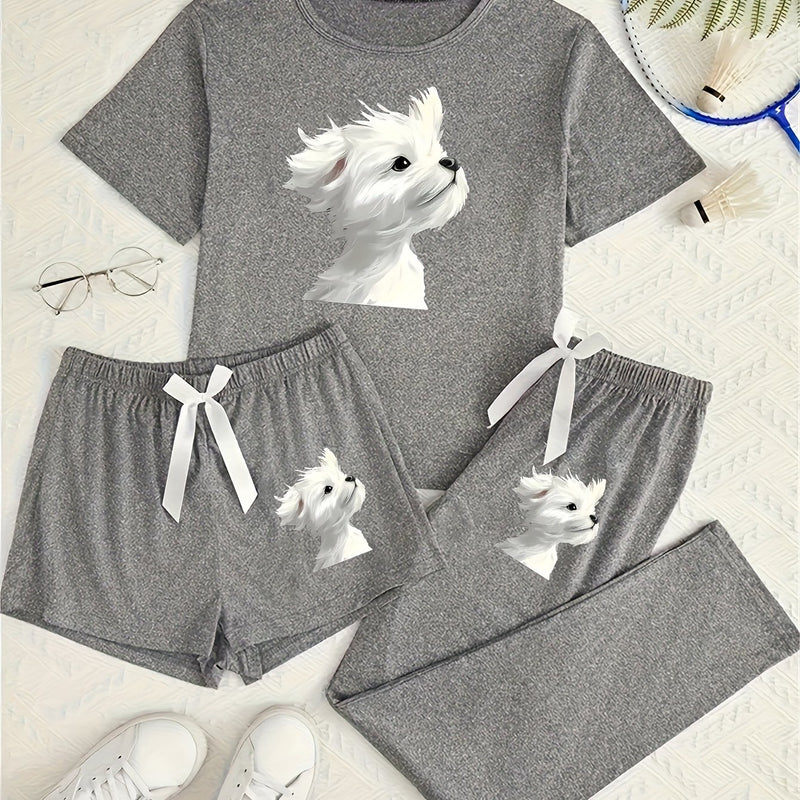 Top+Shorts+Pants 3pcs Set: Women's Summer/Fall Trendy Vacation Wear.